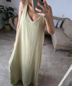 Vestido largo Cey Lino bretel ancho