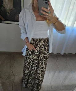 Falda Cey Lino con bolsillos