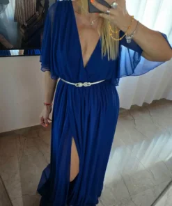 Vestido Ade, gasa suave elástico en cintura y tajo frente