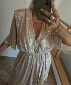 Vestido Diseño Dubaí Palliette Elastizado con forrería