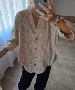 Camisa Kimono Ruth - tela cey lisa y con relieve flores - Imagen 11